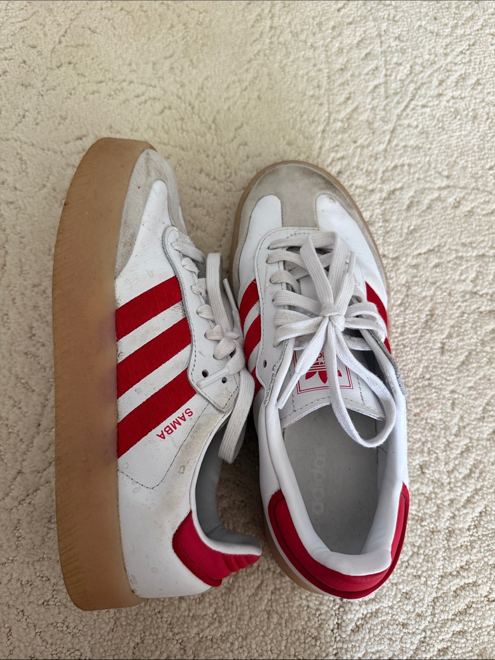 adidas Womens Samba Sneakers - White with Red - Picture 5 of 6